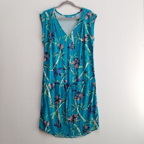 Vintage Tori Richard Honolulu Hawaiian Tropical Floral Midi Dropped Wais Dress L - Picture 4 of 11